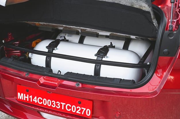 Tata Aeris iCNG dual-cylinder setup